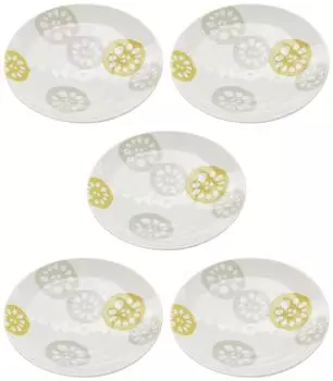 Minoyaki Lightweight Plate Set 5-Stanket Brick Yellow Tableware Set Ceramic Подходит для микроволновой печи, посудомоечной машины Сделано в Японии Япония 145293(5)