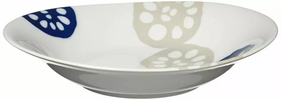 Minoyaki Plate Curry Plate Pasta Plate 23 x 21cm Microwave and Dishwasher Safe Lotus Root Blue Approx. 132-0609