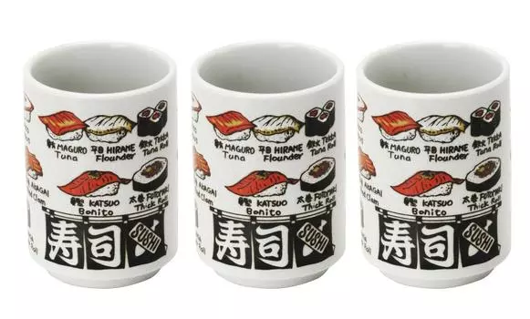 Minoyaki Sushi Tea Cup Set из 3 суши английский 552-9-47E(3)