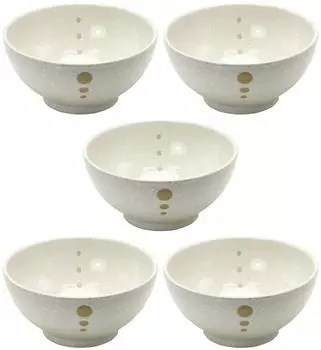Minoyaki Udon Bowl Set of 5 Dots White 148478(5)