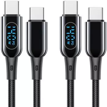 MINSLIS DC03 USB-кабель типа C [140 Вт/5 А, комплект из 2 шт.] Совместимый с PD Type-C для быстрой зарядки Выходной экран нейлоновый вязанный кабель для зарядки типа C