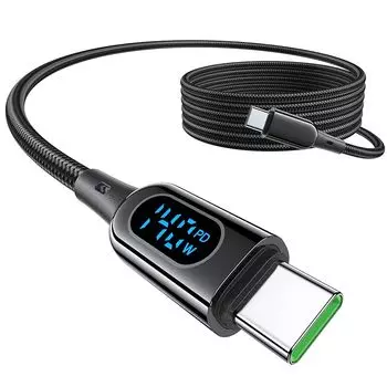 MINSLIS DC03 USB Type C кабель 140 Вт/5 А PD совместимый Type-C для быстрой зарядки Выходной экран нейлоновый вязаный кабель для зарядки типа C iPhone 16/15/15