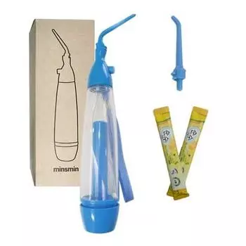 Minsmin blue 70мл + короткий наконечник в случайном порядке + безалкогольное средство для полоскания 2р, 1 комплект