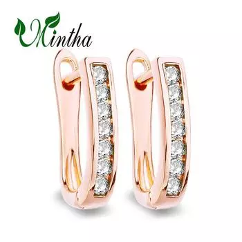 MINTHA Классические серьги-клипсы Модные цветные розовые золотые свадебные повседневные модные украшения Зеленый кубический цирконий Геометрические серьги для женщин Свадебные серьги A