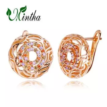 MINTHA модные свадебные украшения, серьги-клипсы для женщин, серьги-гвоздики ручной работы цвета розового золота с цветком для невесты, подружки невесты A