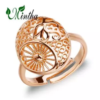 MINTHA регулируемое геометрическое кольцо, трендовое кольцо цвета розового золота, повседневные модные украшения, овальное полое кольцо для женщин, кольцо A