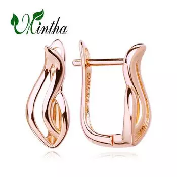 MINTHA серьги-клипсы цвета розового золота, повседневные модные украшения, серьги-гвоздики в виде листьев для женщин, подарок на день рождения A