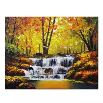 Mintura ручная роспись маслом на холсте лес и ручьи настенные панно для отеля гостиная домашний декор настенное искусство 21cm30cm (8.26in11.81in)