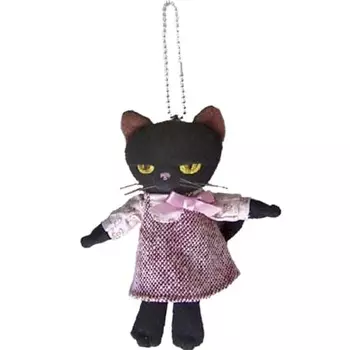 Minu Ball Chain Mascot Cat Height 12cm Dress Pink
