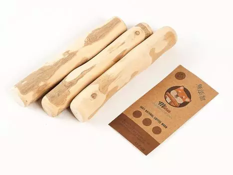 MINU Dog Chew Toy Natural Natural Wood Coffee Tree Dental Care Additive-Free 100% (3 Pieces, S) жёлтый
