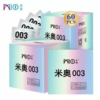 MIO 003 Ультратонкая смазка, 60 шт., гладкие презервативы из натурального латекса m