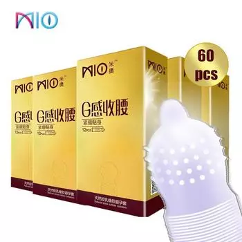 MIO 60 шт. забавные презервативы с большими точками, стимуляция точки G для оргазма, ребристые шипы, презервативы с рукавами для пениса M