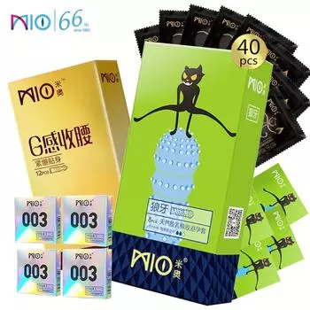 MIO Крупные частицы 40 шт. Презервативы для точки G 52 мм Интимные товары с задержкой, секс-товары, игрушки M