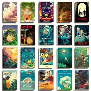 Миядзаки Хаяо Унесенные призраками Тоторо аниме постер Ретро настенное искусство украшение домашнего интерьера Kawaii Декор комнаты холст Porco Rosso A4 21x30cm No Frame