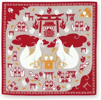 Миямото Кенема Сделано в Японии Маленький ланч-бокс Фурошики Ткань Японский узор Ручная печать Хякусен Инари 50 x 50 см 67693