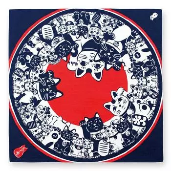 Миямото Кенема Сделано в Японии Маленький ланч-бокс Фурошики Ткань Японский узор Ручная печать Кошачья рука Манеки 50 x 50 см 67178