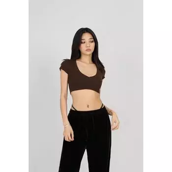 Miranda Song Ultra Short Fashion Slim-Fit Tank Top Curry color S