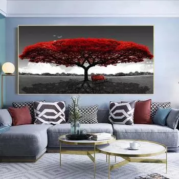 Мировое Древо Жизни Картина на холсте Пейзаж Постеры и принты Скандинавское настенное искусство Картины для гостиной Украшение дома Без рамки 20*40cm No Frame