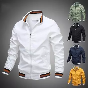 Мировые тенденции, новая мужская весенне-летняя повседневная модная мужская куртка с длинными рукавами, ветровка, пальто S-47kg-58kg155cm-165cm оранжевый