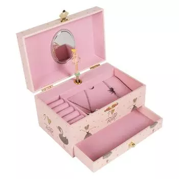 Mirror Drawers Jewellery Box For Little Girls Birthday Gift With Ballet Girl Musical Jewellery Box