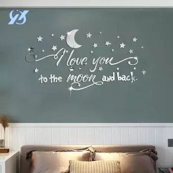 Mirror star moon acrylic 3D three-dimensional wall sticker self-adhesive bedroom living room children s room decoration creative