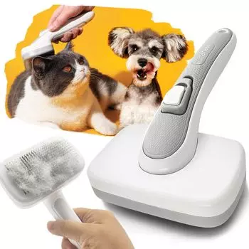 Miru pochi Щетка для собак Щетка для кошек Щетка-пуходерка Щетка для домашних животных Щетка для удаления катышков Щетка для тримминга Щетка-гребень Щетка-булавка Подвесная Щетка для удаления шерсти домашних животных Удаление линяющей шерсти белый