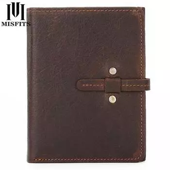 MISFITS Мужской кошелек из натуральной кожи вертикальный – Винтажный тонкий бумажник с карманом для монет, Компактный повседневный органайзер для денег коричневый