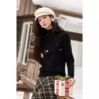 Mishow Бархатный толстый вязаный свитер с высоким воротом, мягкий, теплый, с длинным рукавом, трикотажный топ, зимняя одежда 2024 года MXD58Z1128 F белый