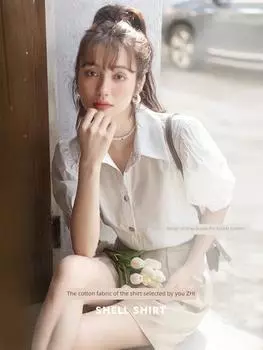 Mishow белая рубашка для женщин, летняя французская винтажная рубашка с пышными рукавами, свободная короткая блузка с отложным воротником Versatitle, женская одежда MXB29C0540 S