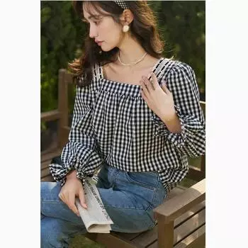 Mishow французская винтажная блузка для женщин с вырезами на весну в корейском стиле с квадратным воротником и цветочным принтом для офиса, женская клетчатая элегантная женская одежда MXC12X0435