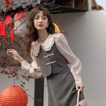 Mishow французское платье для женщин, весна-осень, китайский узел на пуговицах, двухсекционный макет, женская одежда специального дизайна, MXC13L1270 S