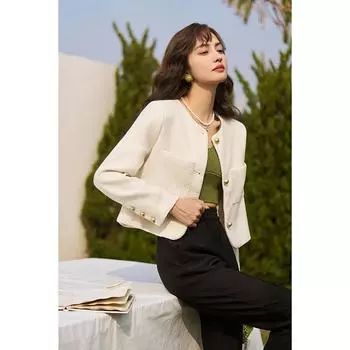 MISHOW французское винтажное пальто с круглым вырезом, весна-лето, тонкие женские однобортные пальто с круглым вырезом и карманами, офисные женские туфли MXC15W0012 S зелёный