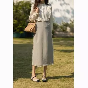 Mishow Юбка для женщин Весенняя ампирная французская винтажная стильная Versatitle средней длины элегантная съедобная кружевная женская одежда трапециевидной формы MXC12B0621