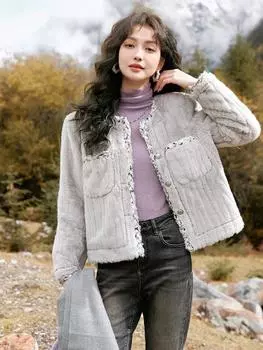 Mishow пальто для женщин 2023 зима новая корейский стиль утолщенная теплая темпераментная пригородная свободная куртка с круглым вырезом MXC55W0139 S