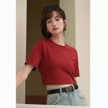 Mishow повседневная футболка с короткими рукавами для женщин, летняя популярная корейская стильная свободная базовая короткая блузка на шнуровке с круглым вырезом, женская одежда MXC37T0050
