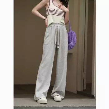 Mishow повседневные прямые брюки для женщин, летние свободные брюки в корейском стиле с широкими штанинами, базовые брюки миди на шнуровке, женская одежда MXC33K0012