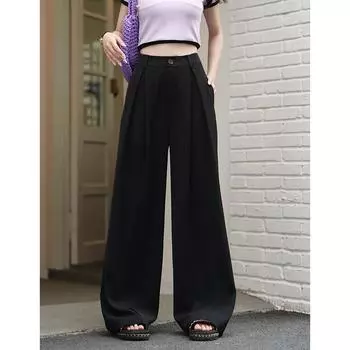 Mishow Широкие брюки для женщин Летние свободные повседневные смешанные брюки Versatitle Длинные прямые длинные брюки со рюшами Женская одежда MXC34K0023