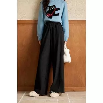 MISHOW White High Waisted Wide Leg Pants Women s Autumn Winter 2025 New Thick Warm Loose Casual Pants Korean Version MXD112K0883 S чёрный