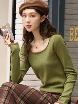 Mishow вязаный свитер для женщин, новинка 2024 года, элегантный повседневный универсальный модный тонкий пуловер с длинными рукавами, топы MXC51Z0215