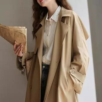 MISHOW женский плащ 2023 осень новый французский стиль пригородный элегантный длинный рукав свободная женская куртка MXC41W0028 S