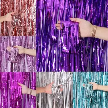 Мишура Мишура Занавеска Декор для вечеринки Декор с кисточками Праздничные украшения Занавес Фон Декор для стен 1m*1m