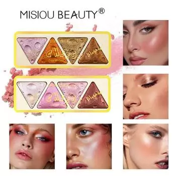 Misiou Beauty Concealer Naturally Brightens Трехмерный водостойкий устойчивый к поту румянец с картофелем и сыром из бисера Светлый диск с тенями для век #Blusher-01