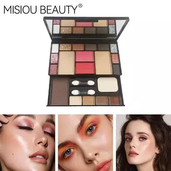 Misiou Beauty Комплексный диск для лица, двухслойный, многофункциональный, можно снять с зеркалом для макияжа, тени для век, блики 01