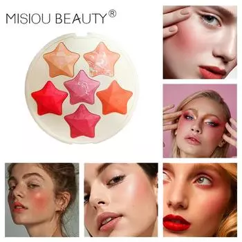 Misiou Beauty Nose Shadow Pearl Light, демонстрирующий долговременный осветляющий макияж, 6-цветные румяна с пентаграммой, встроенная пластина 01