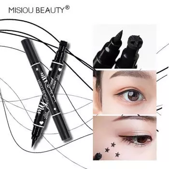Misiou Beauty Ультратонкая черная пятиконечная звезда печать двойного назначения водостойкая несмазывающаяся подводка для глаз жидкая подводка для глаз чёрный