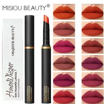 Misiou Beauty Velvet Matte Thin Tube Glaze для губ, бархатная матовая помада, легко окрашивается, не легко окрашивается, не легко выцветает 01