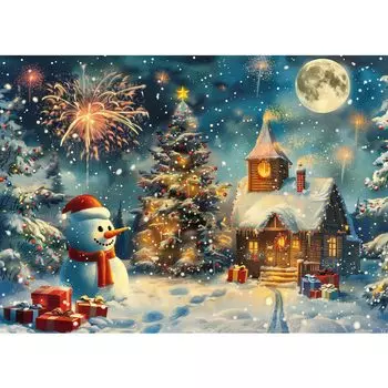 MISITU Jigsaw Puzzle 1000 Piece Puzzle Landscape Painting Fireworks Christmas Present Birthday Stylish Interior Lively Christmas x 70 (50 cm)