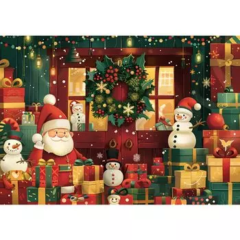 MISITU Jigsaw Puzzle Large Piece 100 Piece Puzzle Landscape Painting Christmas Santa Claus Snowman Present Birthday Stylish Interior Gift House x 41
