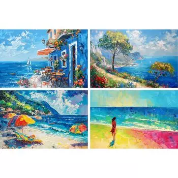 MISITU Jigsaw Puzzle Micro Piece 150 Pieces Puzzle Postcard Postcard Landscape Painting Sea Summer Present Birthday Christmas Stylish Interior Summer