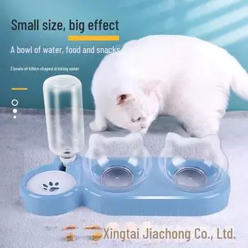 Миска Captain Spotted Cat & Dog Anti Knockover с двумя функциями: автоматическим наполнением и защитой шейки матки Haze Blue. Classic 3 bowls